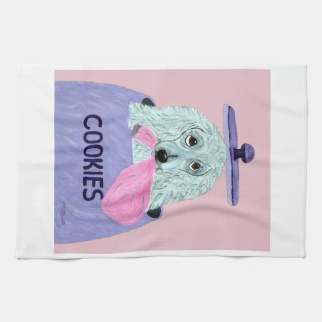 Poodle Cookie Thief  Tea Towel (Horizontal)
