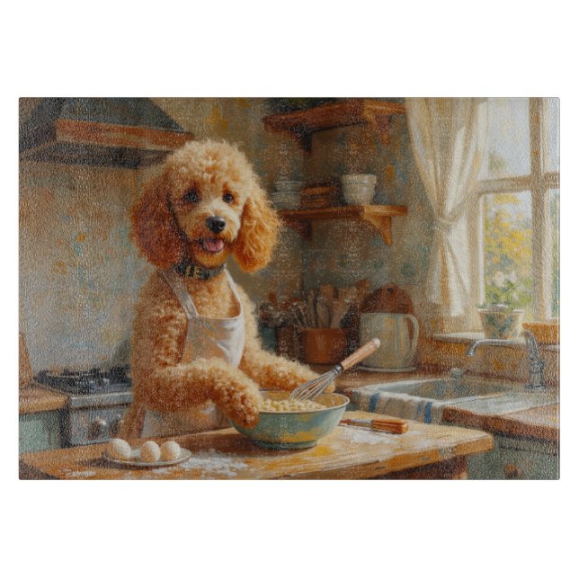 Poodle Cooking in Kitchen Cutting Board (Front)