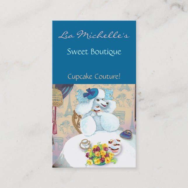 Poodle Cupcake Tea Party Business Card (Front)
