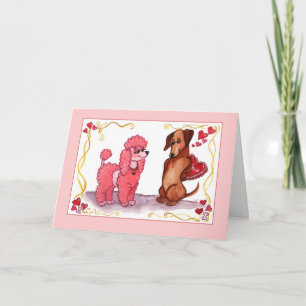 Poodle Dachshund Dog Valentine Card
