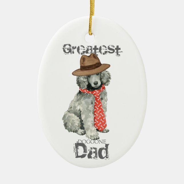 Poodle Dad Ceramic Ornament (Front)