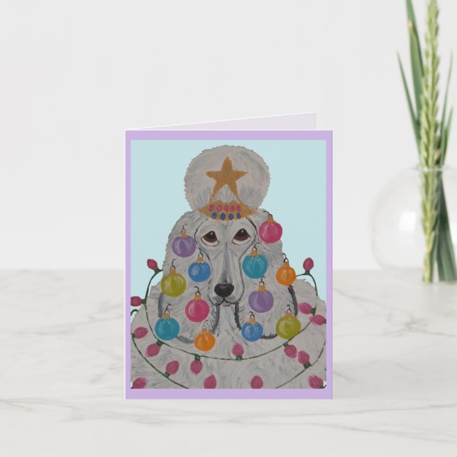 Poodle Decorated for Christmas Invitation (Front)