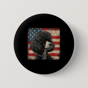 Poodle Dog American Patriot Independence Day Men B 6 Cm Round Badge