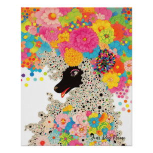 Poodle Dog and Flowers  001 - Tailor jewel Poster
