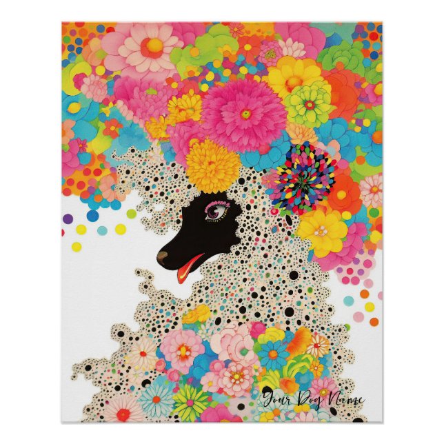 Poodle Dog and Flowers  001 - Tailor jewel Poster (Front)