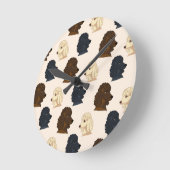 Poodle dog animal pattern beige pet cute puppy  round clock (Angle)