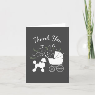 Poodle Dog Baby Shower Puppy Grey Gender Neutral Thank You Card