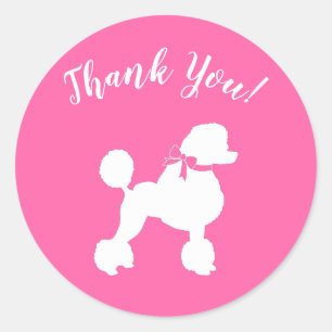 Poodle Dog Baby Shower Puppy Pink Girl Classic Round Sticker