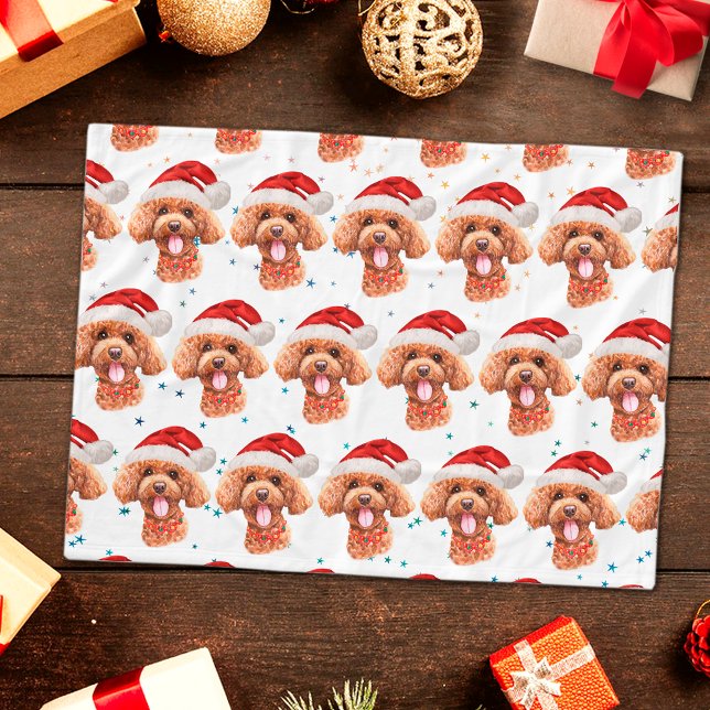 Poodle Dog Breed Christmas Stars Fleece Blanket (Creator Uploaded)