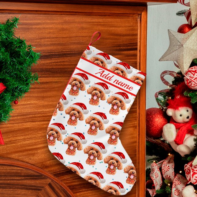 Poodle Dog Breed Christmas Stars Small Christmas Stocking (Creator Uploaded)