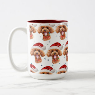 Poodle Dog Breed Christmas Stars Two-Tone Coffee Mug