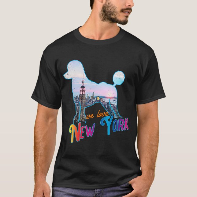 Poodle Dog Breed New York USA Cool Landmark Dog T-Shirt (Front)