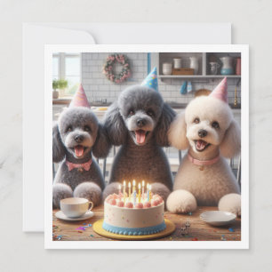 Poodle dog card,  Poodle birthday Invitation