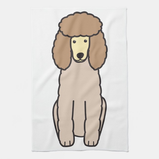 Poodle Dog Cartoon Tea Towel (Vertical)