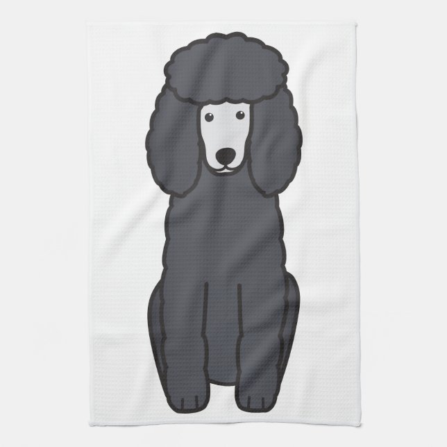 Poodle Dog Cartoon Tea Towel (Vertical)