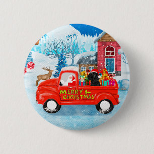 Poodle Dog Christmas Delivery Truck Snow 6 Cm Round Badge
