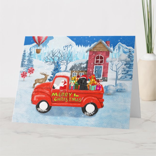 Poodle Dog Christmas Delivery Truck Snow Card (Front)
