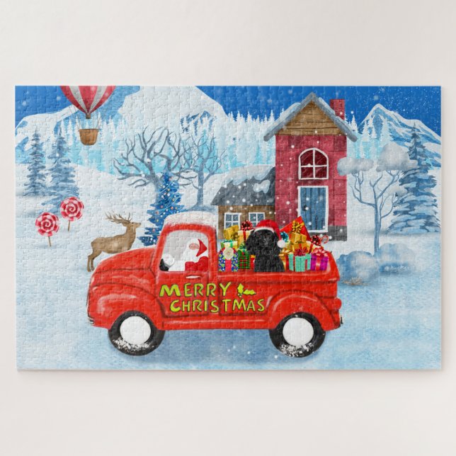Poodle Dog Christmas Delivery Truck Snow  Jigsaw Puzzle (Horizontal)