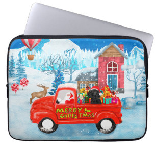 Poodle Dog Christmas Delivery Truck Snow  Laptop Sleeve