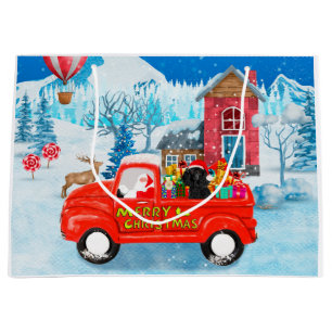 Poodle Dog Christmas Delivery Truck Snow Large Gift Bag