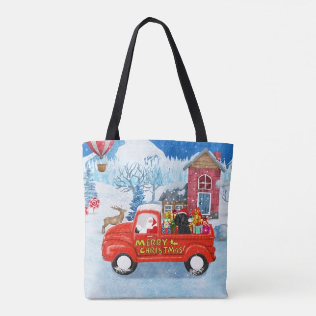 Poodle Dog Christmas Delivery Truck Snow  Tote Bag (Back)