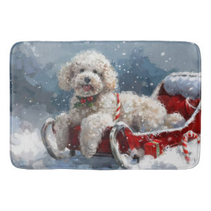 Poodle Dog Christmas Festive Bath Mat