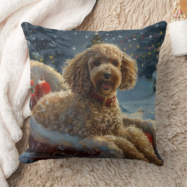 Poodle Dog Christmas Festive  Cushion (Blanket)