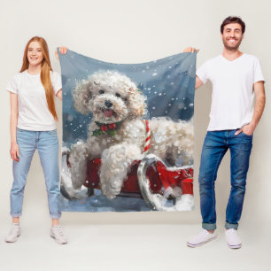 Poodle Dog Christmas Festive Fleece Blanket
