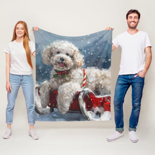 Poodle Dog Christmas Festive Fleece Blanket (In Situ)