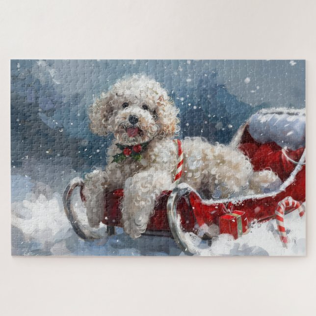Poodle Dog Christmas Festive Jigsaw Puzzle (Horizontal)