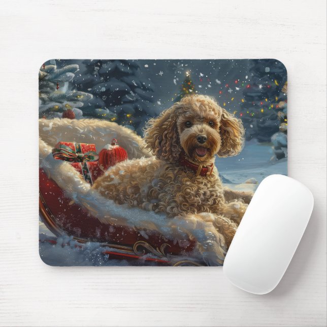 Poodle Dog Christmas Festive  Mouse Mat (With Mouse)