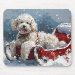 Poodle Dog Christmas Festive Mouse Mat