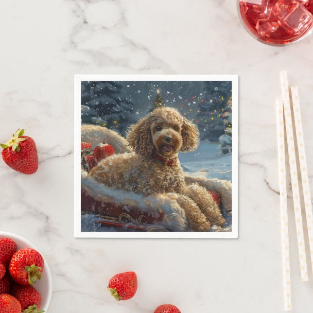 Poodle Dog Christmas Festive  Napkin (Insitu)