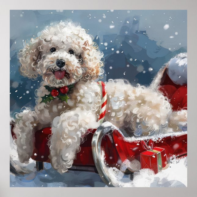 Poodle Dog Christmas Festive Poster (Front)