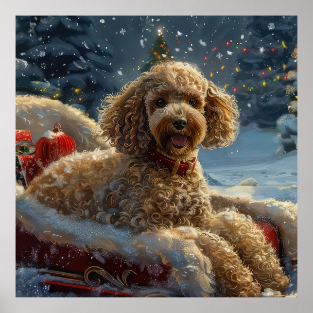 Poodle Dog Christmas Festive  Poster (Front)