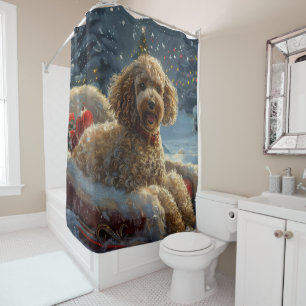 Poodle Dog Christmas Festive  Shower Curtain
