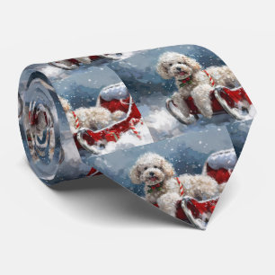 Poodle Dog Christmas Festive Tie