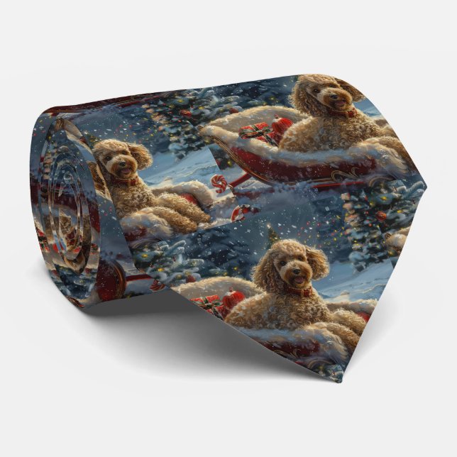 Poodle Dog Christmas Festive  Tie (Rolled)