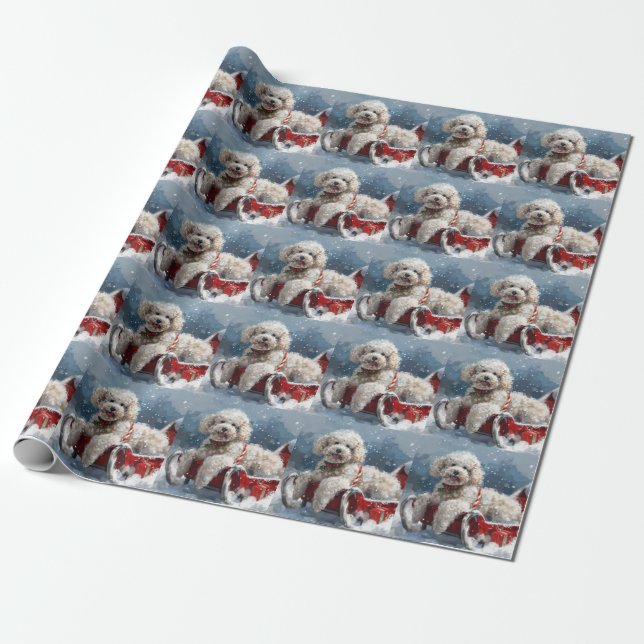 Poodle Dog Christmas Festive Wrapping Paper (Unrolled)