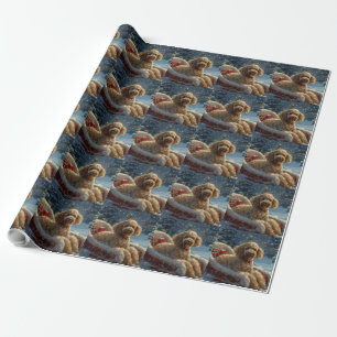 Poodle Dog Christmas Festive Wrapping Paper