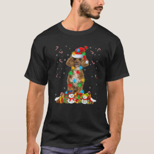 Poodle Dog Christmas Lights Funny Santa Hat Xmas P T-Shirt