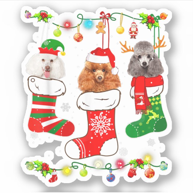 Poodle Dog Christmas Lights Puppy Poodle Dog Lover (Front)