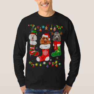 Poodle Dog Christmas Lights Puppy Poodle Dog Lover T-Shirt