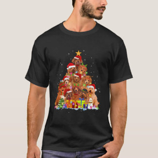 Poodle Dog Christmas Lights Tree Pet Dog Lover Xma T-Shirt