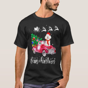 Poodle Dog Christmas Ride Red Truck T-Shirt