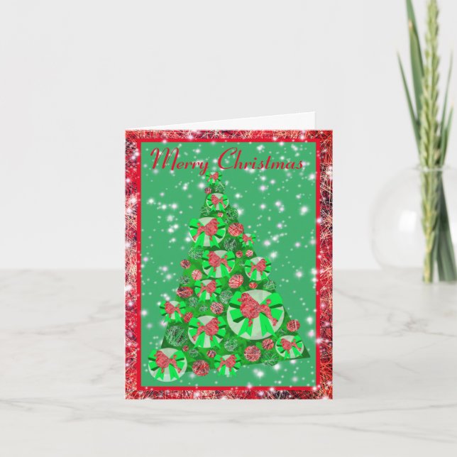 Poodle Dog Christmas Tree on Cute Holiday Card (Front)
