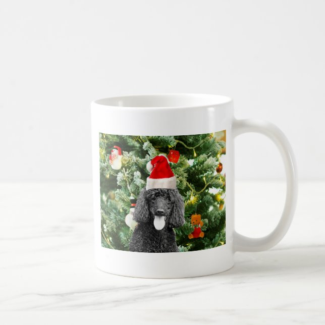 Poodle Dog Christmas Tree Snowman Red Santa Hat Coffee Mug (Right)