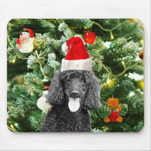 Poodle Dog Christmas Tree Snowman Red Santa Hat Mouse Mat