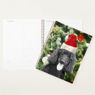 Poodle Dog Christmas Tree Snowman Red Santa Hat Planner