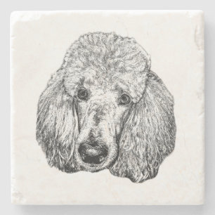 Poodle Dog Coaster – Black & White Face Art